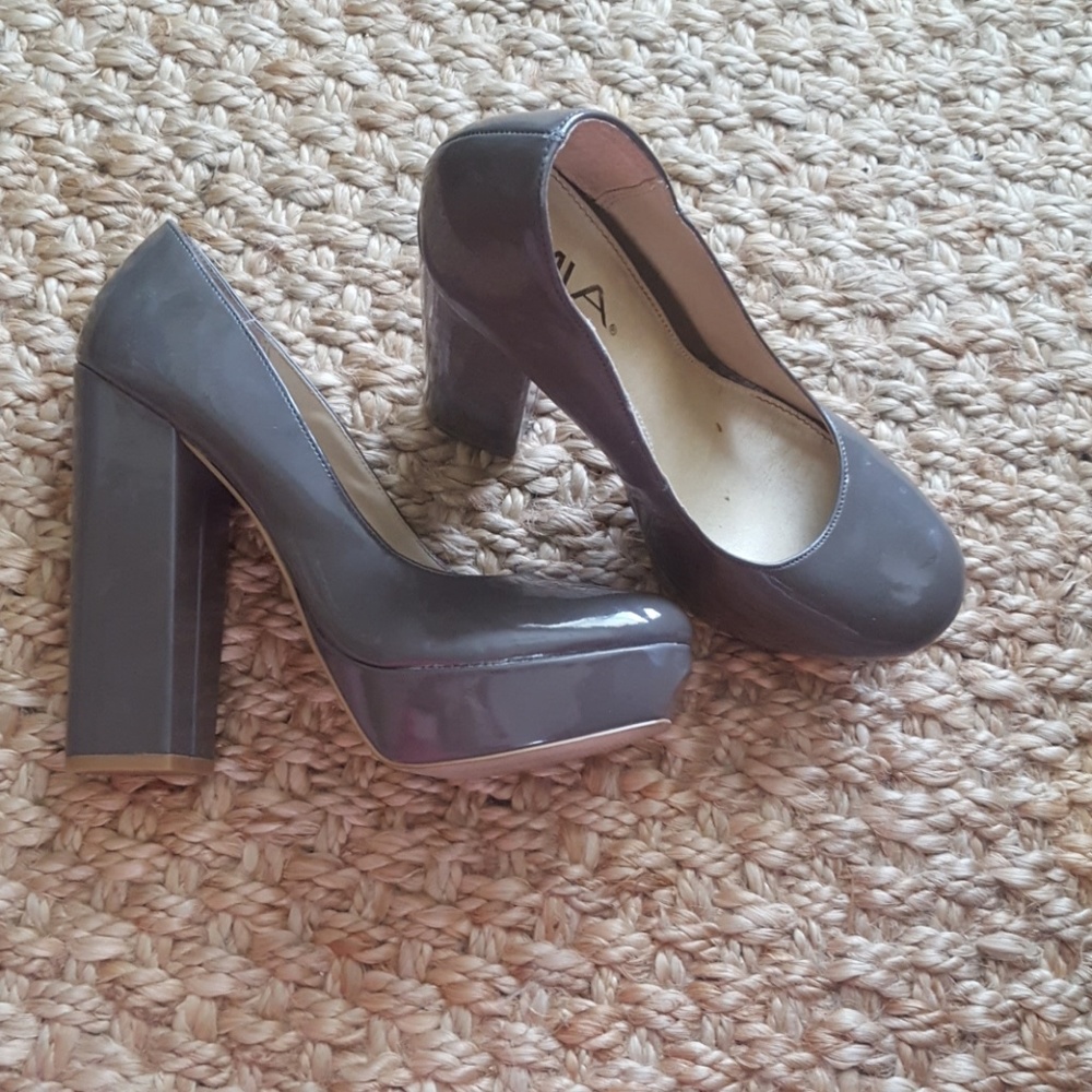 Gray Chunky Heels